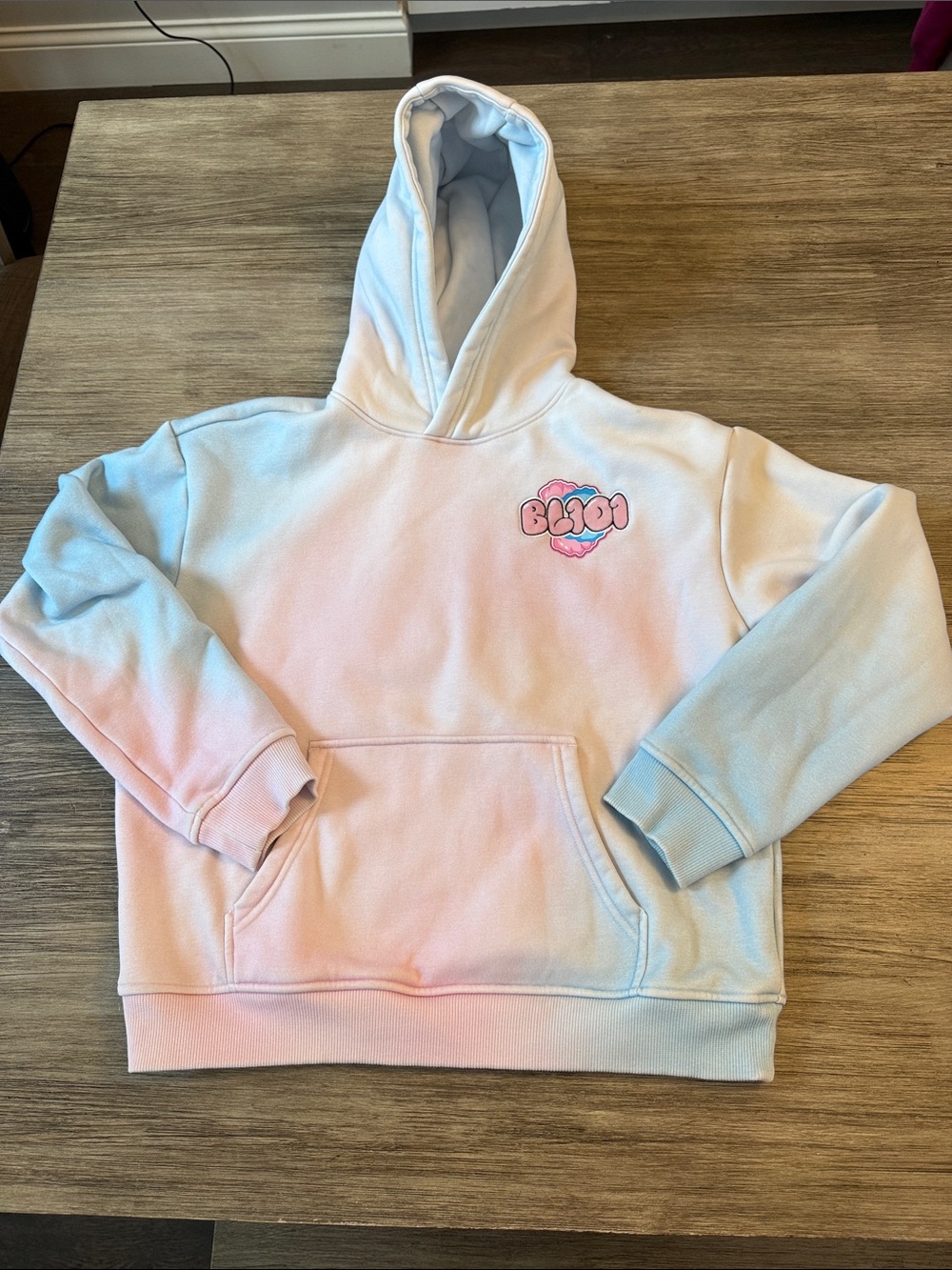 Baseball 101 Cotton Candy Ombre Hoodie - Pink & Blue